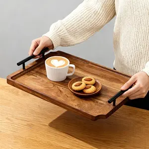 Vintage Wooden Tray with Handle, Rustic Design for Breakfast, Coffee, Parties, Kitchen Decor, Gift Idea, Real Wood Material