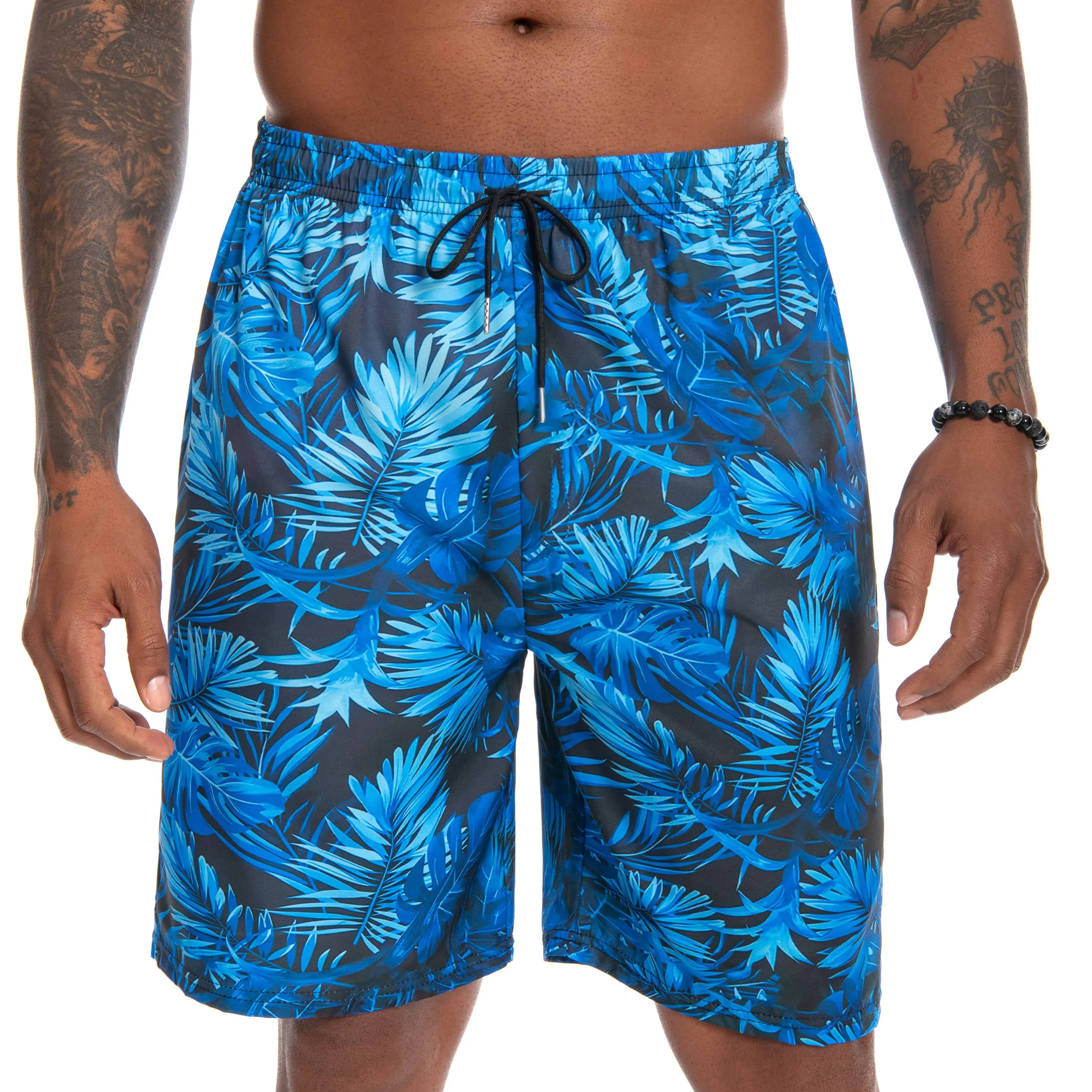JUNBAOSS Men's Tribal Shorts - Unisex Tropical Hawaiian Flower Print, Polyester Elastic Fabric, Regular Fit, Soft Comfy Human Casual Summer Beach Outfits 2026 Fashion