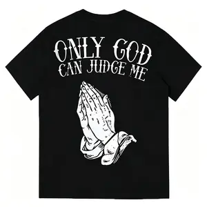 Men’s Plus Size "Only God Can Judge Me" Tee, Prayer Hands Graphic