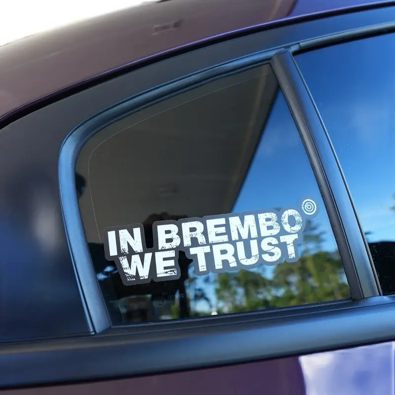IN BREMBO WE TRUST WINDOW STICKER IN BREMBO WE TRUST WINDOW STICKER