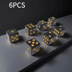 6pcs Dices with Numbers 1-6, Classic Acrylic Board Game Pieces, Family Party Favor & Gift, Wargame Playing Dice, Gaming