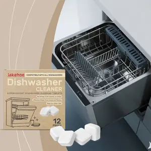 Dishwasher Grease Cleaning Tablets (12 Pieces), Home Dishwasher Kitchen Utensils, Stain Removal, Cleaning Effervescent Tablets, Stain Remover