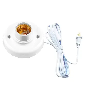 15ft Light Socket with Cord E26/ E27 Light Bulb Socket with On/Off  Hanging Light Cord Extension,for Balcony, Garage Installation Lighting