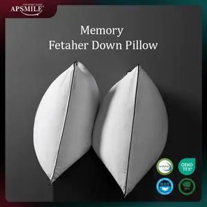 APSMILE Memory Goose Feather Down Pillow Set of 2 with Organic Cotton Cover Super Fluffy Cozy Hotel Collection for Side Back and Stomach Sleepers