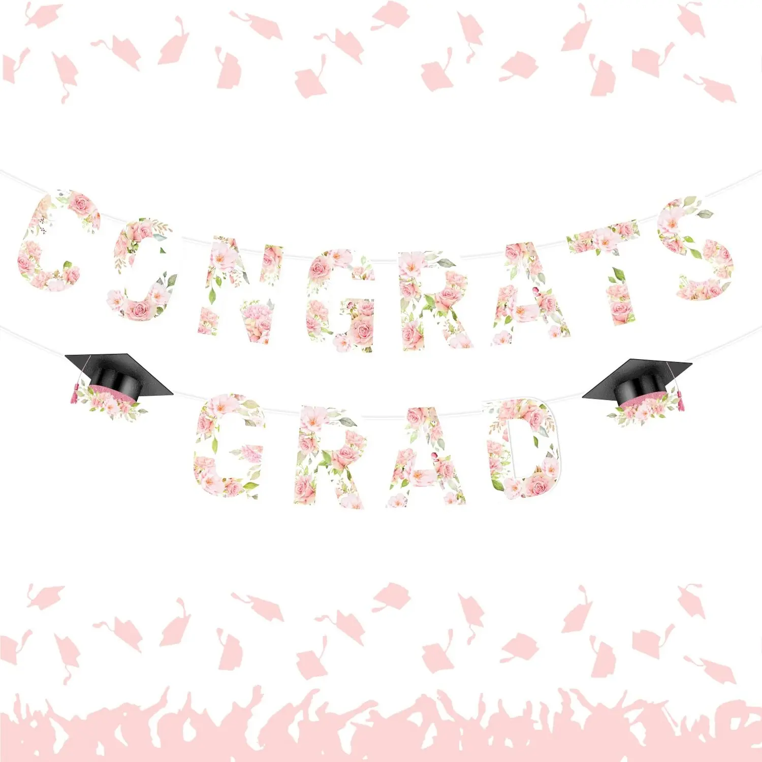 1Set Congrats Grad Banner Class of 2026 Floral Graduation Party Decorations Banner Girl Pink Floral Graduation Banner 2026 for High School  College NO DIY Celebrations