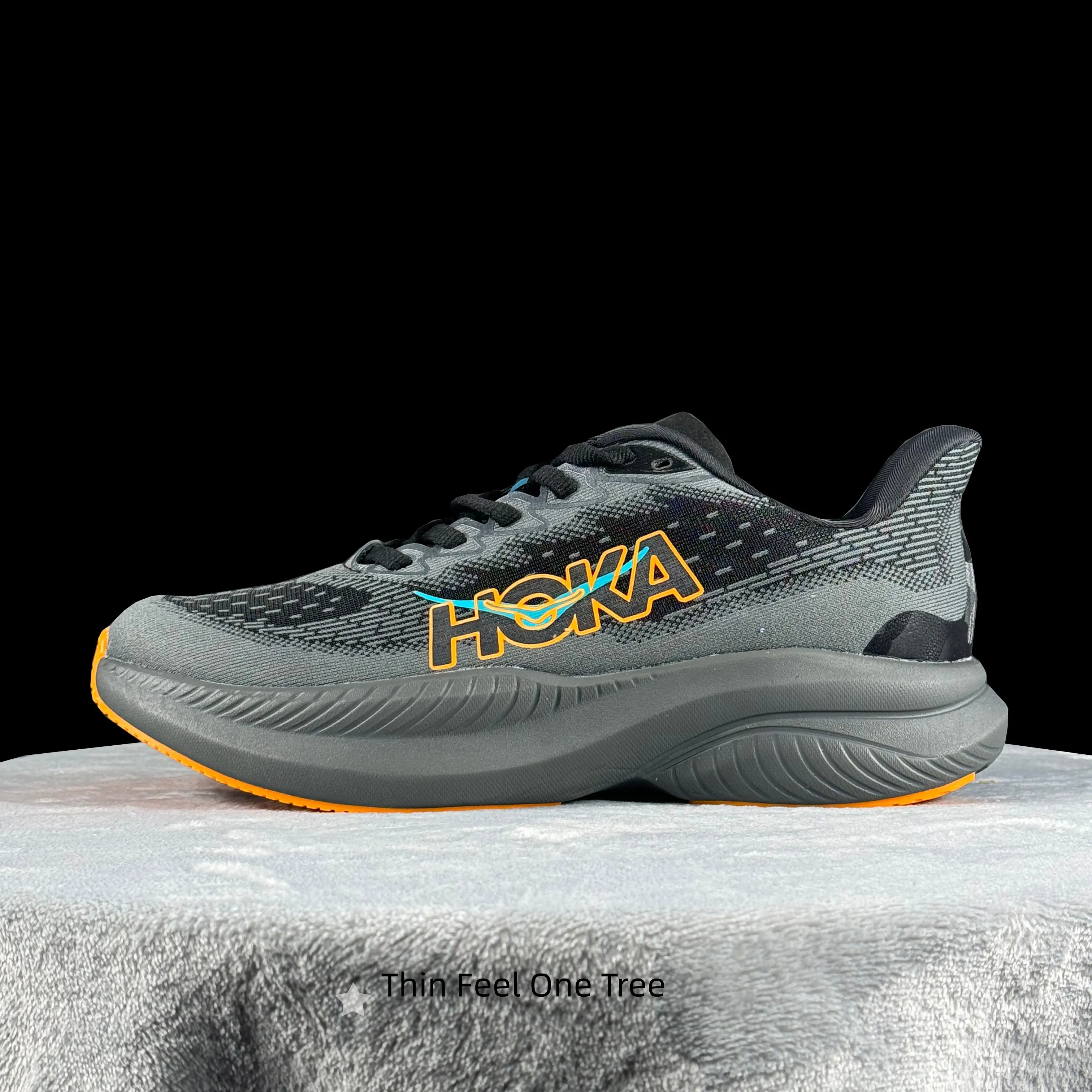 Dark Gray Orange Accent Mesh Knit Platform Sneakers, Foam Cushion Shock Absorb Trainers, Lightweight Running Footwear for Road Jog Gym Workout Outdoor Hiking Daily Street All Season Casual Sports Shoes