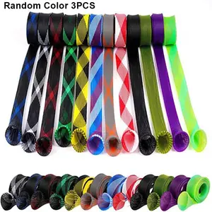 Random Color Fishing Rod Cover, 3 Counts Colorful Fishing Rod Protector, Cover Braided Mesh Rod Protector Pole Gloves Fishing Tools, Outdoor Fishing Accessories for Fishing Enthusiasts.