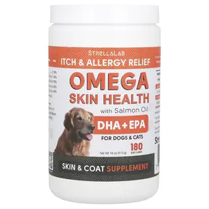 StrellaLab Omega Skin Health with Salmon Oil, For Dogs & Cats, 180 Soft Chews, 18 oz (513 g)