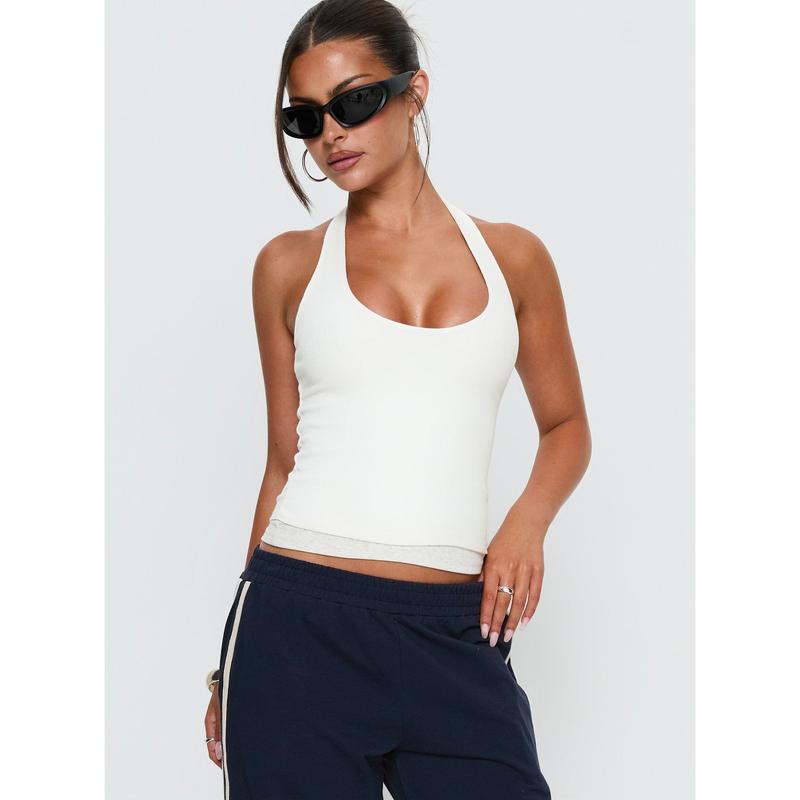 Debee Layered Halter Top White / Grey