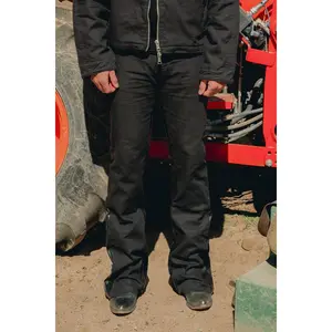 CANVAS FAUX LEATHER FLARED PANT - BLACK