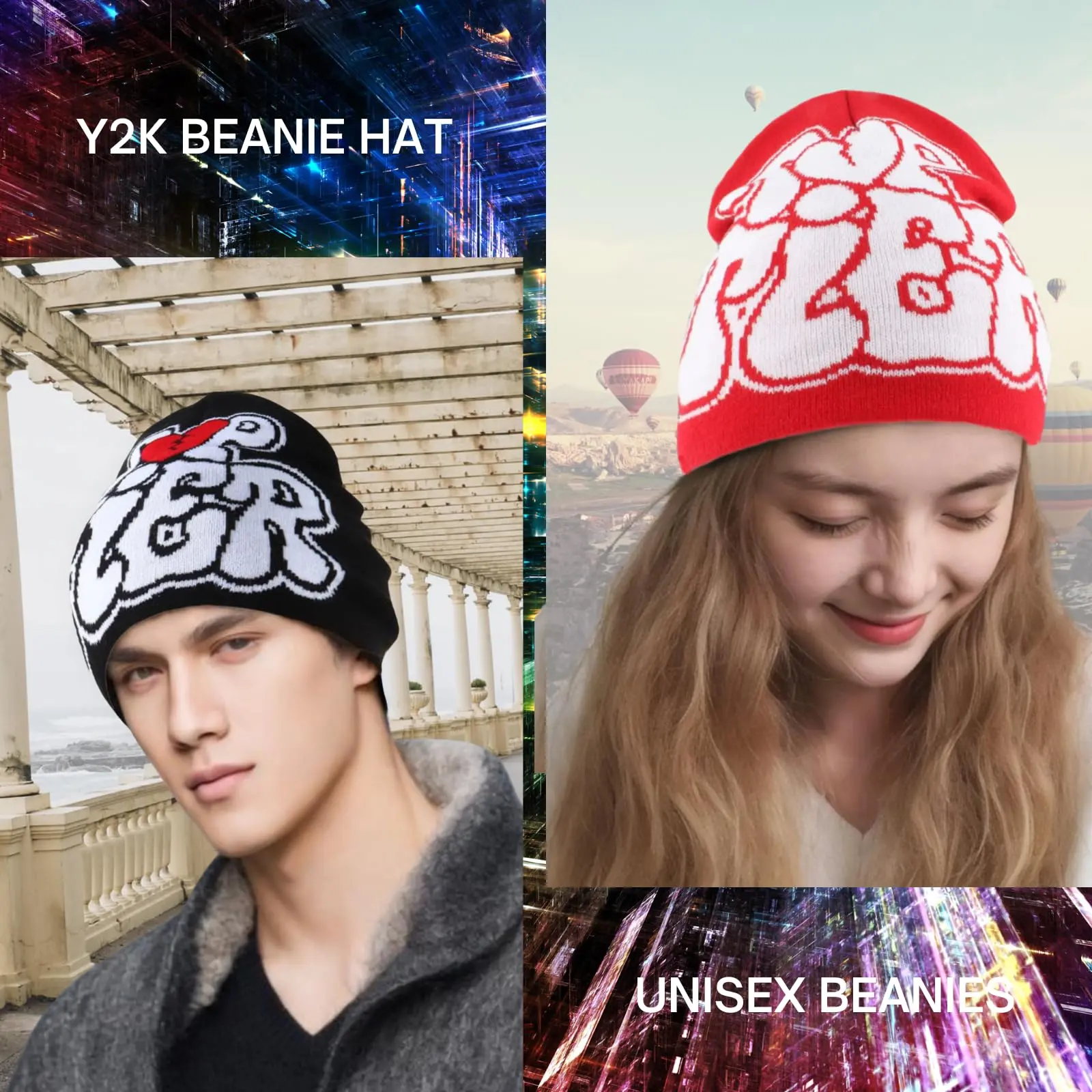 Unisex Y2K Fashion Hip Hop Beanie Cap - Top Tier Cold Knit Hat for