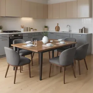 Dark Gray Dining Chairs Set of 6,Modern Upholstered Kitchen Chairs with Ergonomic Back Support,265lbs Capacity Dining Room Chairs with Wood Legs for Kitchen Dining Room Restaurant