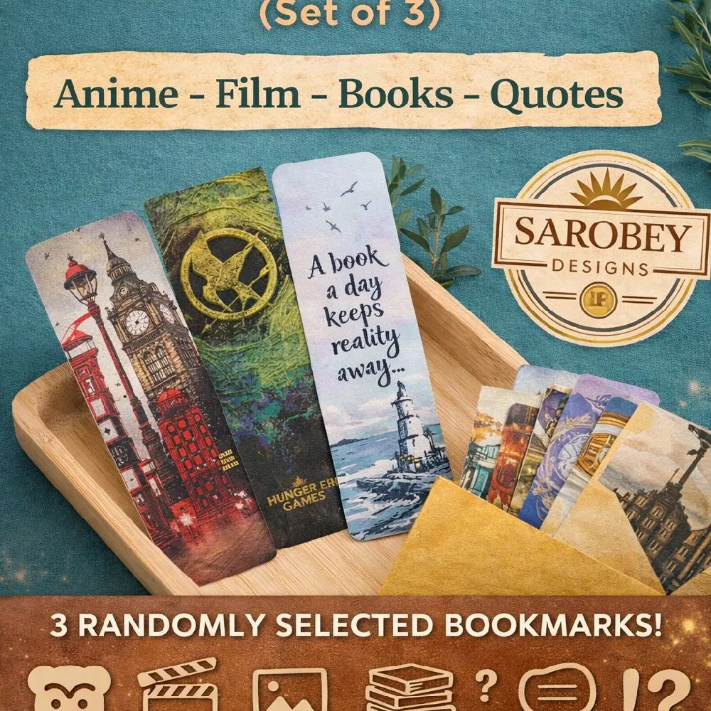 Mystery Bookmark Pack (Set of 3) 3D Printed Anime Film Books Quotes Designs Ideal Gift for Readers