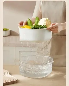 Double Layer Fruit & Veggie Drain Basket Set - Deep Wash & Strain Bowl