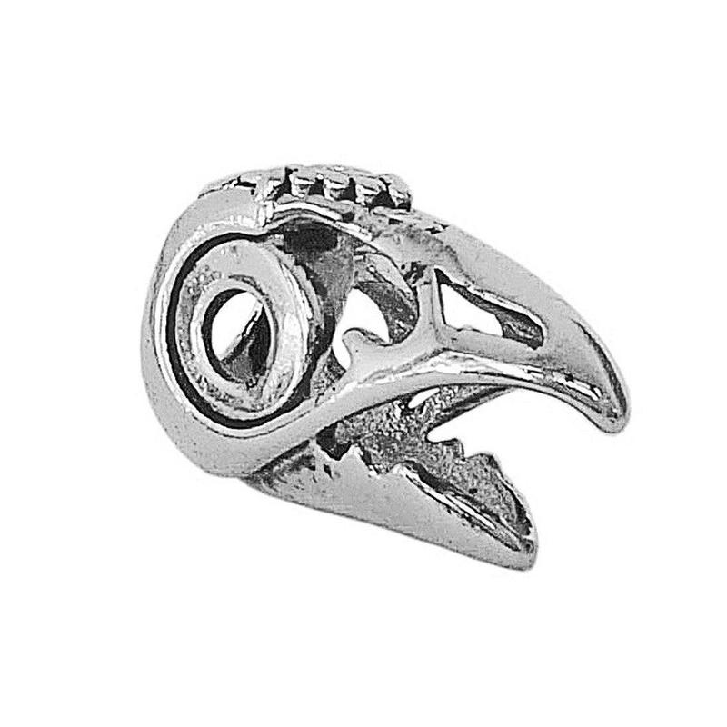 MEDIEVAL METAL Raven’s Skull Hair Bead Silver Finish Gothic Viking Accessory for Braids Dreadlocks & Viking Inspired Hairstyles