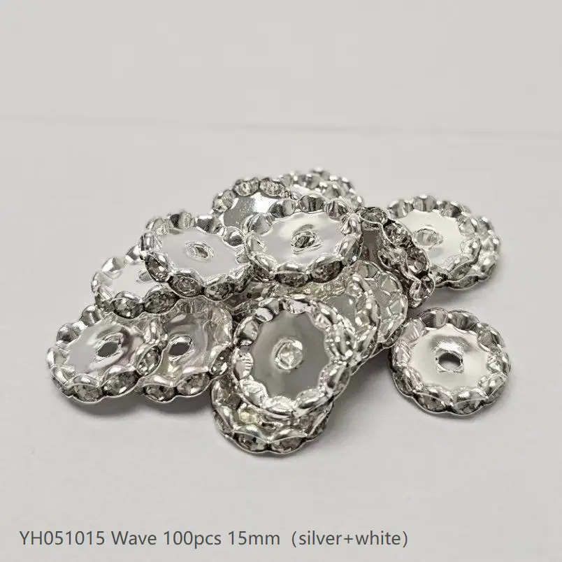 #51 Wave 15mm 100pcs Silver+White YH051015