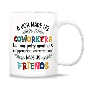 Coworker Leaving Gifts for Women, A Job Made Us Coworkers But Our Sarcasm 11oz Coffee Mug, Best Coworker Gifts for Women Work Friendship Gifts for Coworker Friends Thank You Gifts for Coworkers