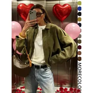 Women’s Military Jacket, Army Green Loose Fit Coat for Spring & Autumn