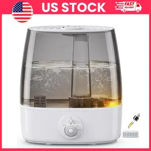 6.5L Stay Clean Tank Humidifier for Large Rooms, Ultrasonic Cool Mist Humidifier with Top Fill Design, Low Maintenance, Ultra Quiet 65H Runtime, Bedroom, Home, Office, Plants, Essential Oil Diffuser, Night Light, Air Moisturizer for Dry Air