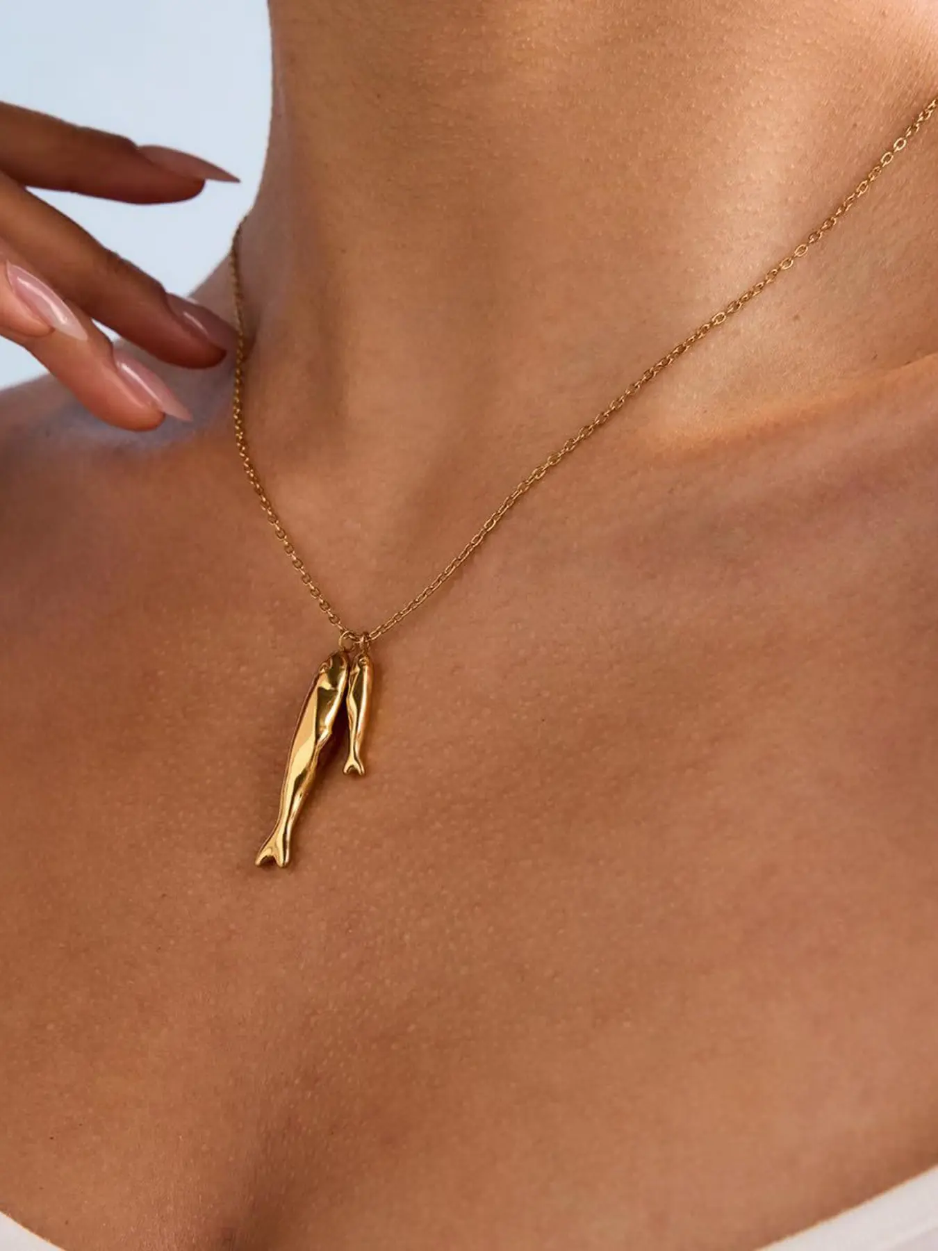 Women's Fish Pendant Necklace, Dainty Necklace, Elegant Ocean Style Jewelry, Waterproof Beach Jewelry, High-Quality Fashion Accessory, Casual Trendy Jewelry, Gift Necklace, Chain Necklaces
