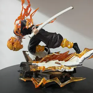 28cm Anime Demon Slayer Agatsuma Zenitsu PVC Action Figure Collection Statue Model Toys Doll Kids Gift