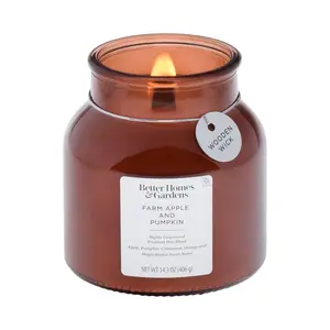 Better Homes & Gardens Farm Apple Pumpkin Scented Wooden Wick 14.3Oz Jar Candle Decor-Ware International Inc.