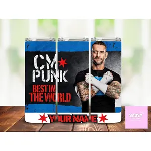 WWE Personalised CM Punk 20oz Tumbler, Gift For Fan Shirt Sweatshirt Hoodie