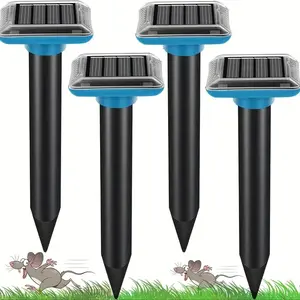 Solar Powered Animal Repeller Outdoor Waterproof, Mole Snake Deterrent, Mouse Deterrents, Ground Small Animals Insects Repellent, Plug-And-Play