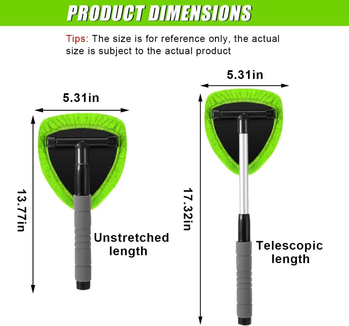 Extendable windshield cleaner dimensions