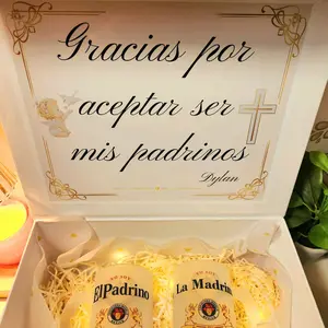 personalized Thank you gift box for godparents with a set of two frosted glasses 16oz-Regalo personalizado para padrinos Drinkware