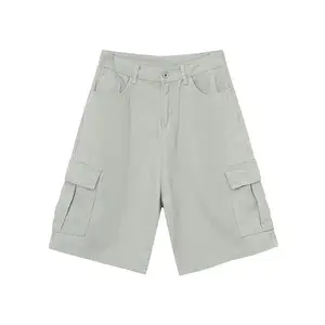 Light Gray Baggy Long Cargo Jorts