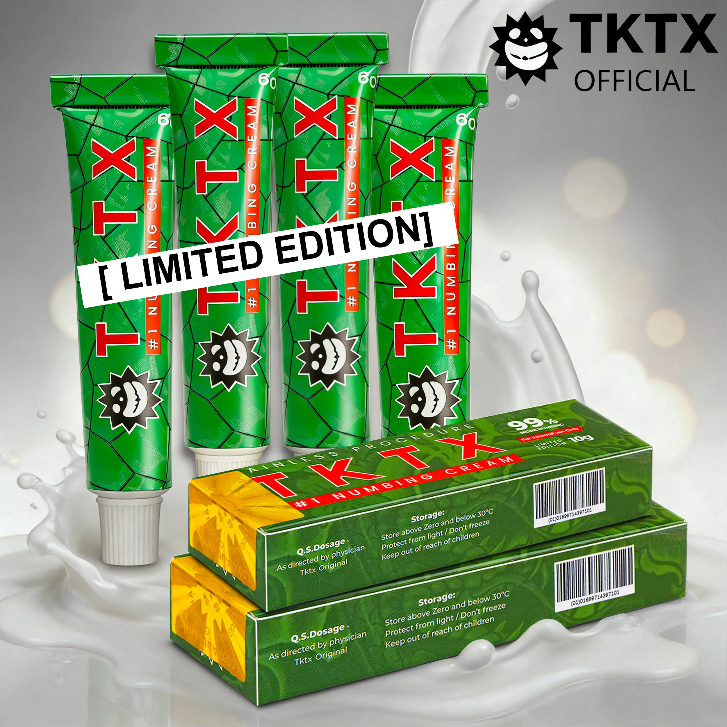 TKTX Tattoo Numbing Cream (4 pack)- For Tattoos - Limited Edition Painless Procedure 99% Very Strong (10g) Tattoo External Cream.