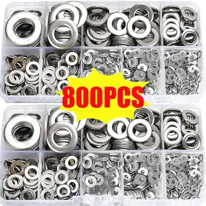 800PCS/box 304 Stainless Steel Flat Washers Set - Perfect For Home Decor, Factory Repair, Kitchens, Shops & More