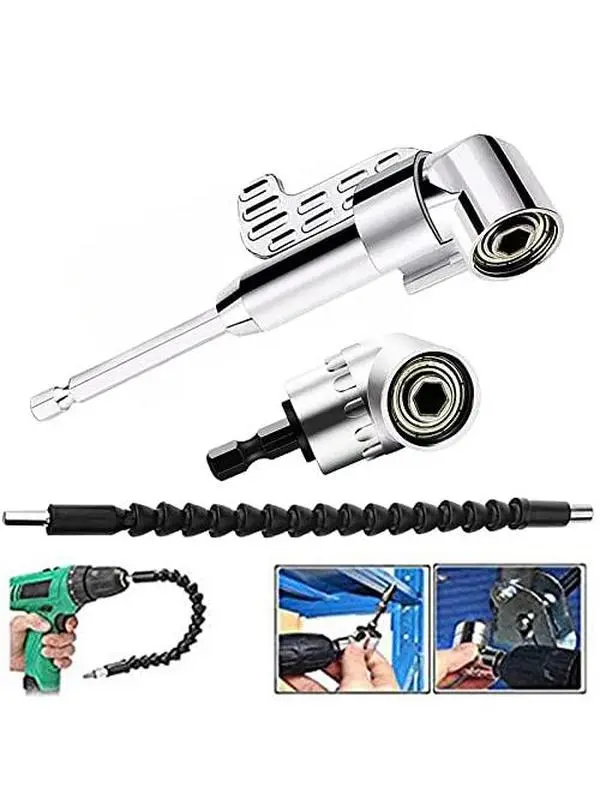 105 Degree Right Angle Driver Extension Power Drill Attachment With 1/4 Drive 6mm Hex Bit Magnetic Socket Angled Tool And Soft Shaft