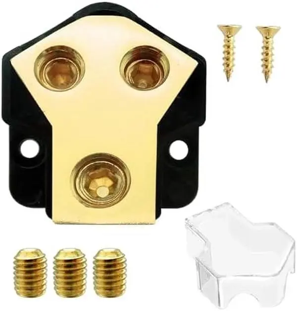 Car Audio Splitter Amp Power, 12V Power Distribution Block for Car Audio Splitter, 2 Way 0/2/4 Gauge in 4/8 Gauge