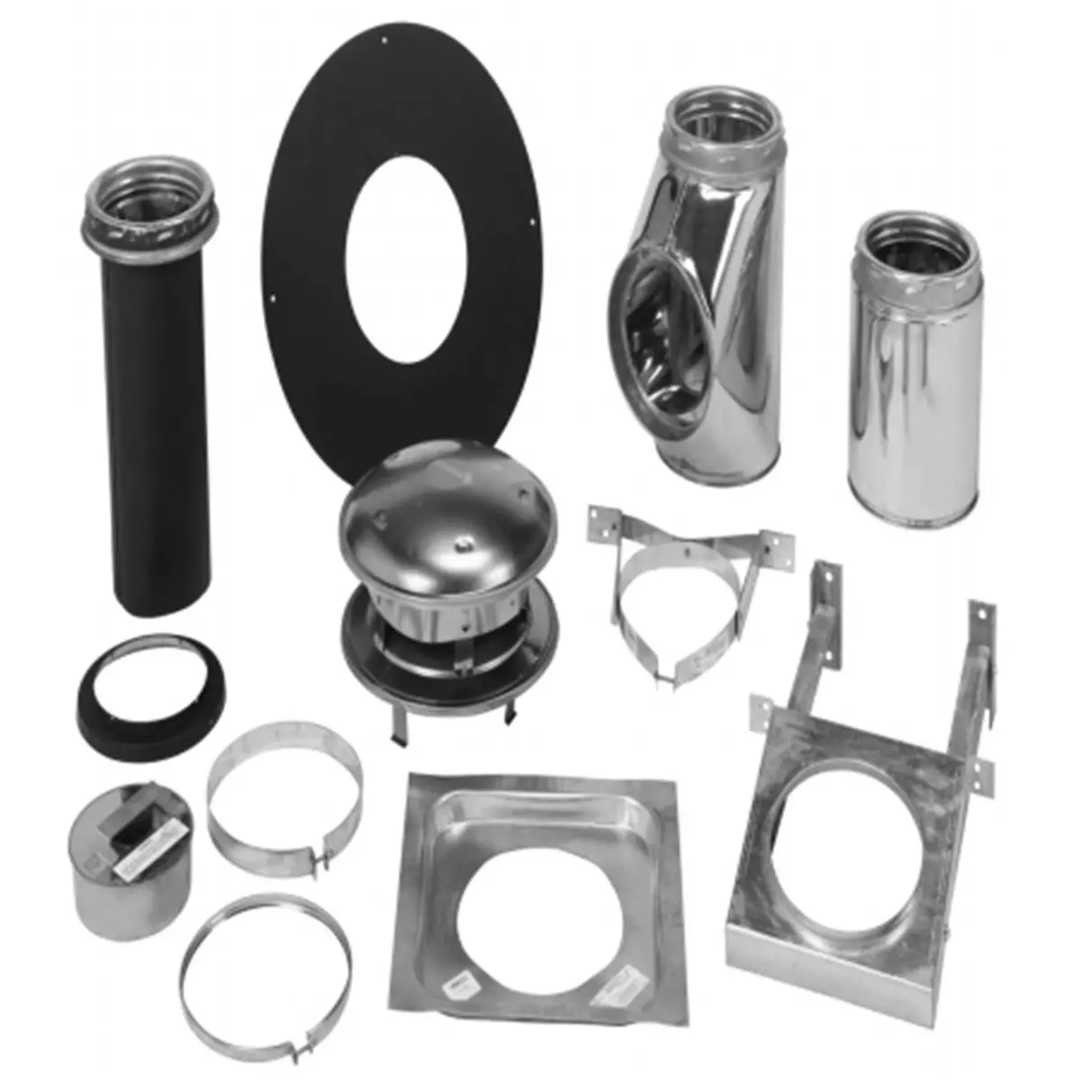 212 MAIN 6 in. Round Top Stove Pipe Wall Support Kit (6T-TWK Model) - Home Supplies Bracket, 1 Kit Includes Insulated Wall Thimble, Smokepipe Spacer
