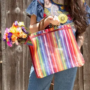 Medium Mercado Tote Bag - Colorful Striped Design for Everyday Use, meaningful gifts