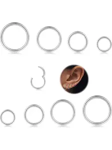 8Pcs 16G Surgical Steel Hinged Clicker Segment Nose Rings Hoop Helix Cartilage Daith Ohr Tragus Sleeper Earrings Body Piercing 6-12MM