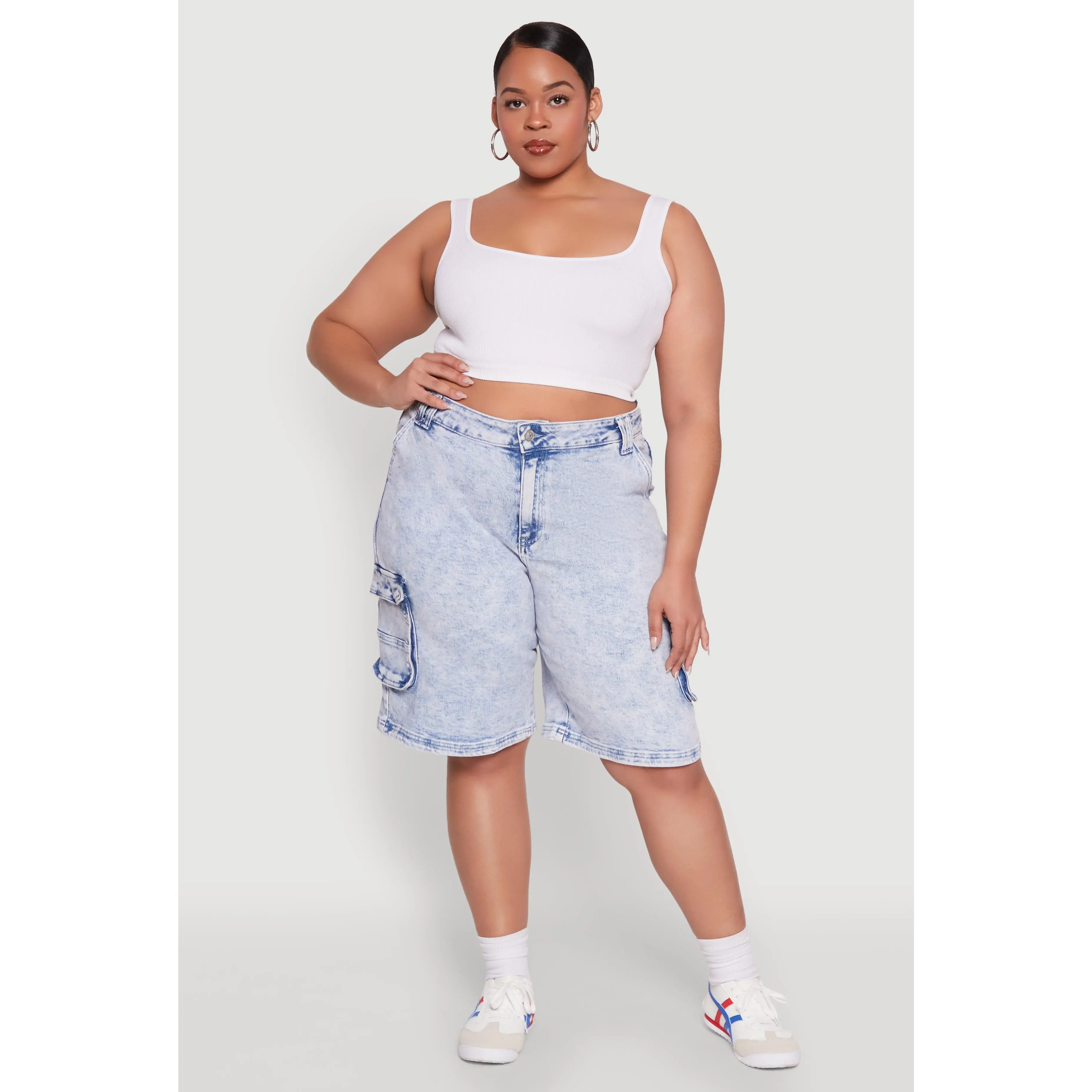 Plus Size WAX Mineral Wash Cargo Jorts