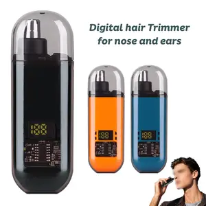 Rechargeable Waterproof Nose Hair Trimmer for Men and Women Rechargeable Painless Nose Ear Eyebrow Facial Hair Shaver LED Display Dual Edge Blades Clipper Compact Portable IPX7 Safe Distance Trimming Smooth