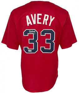 Atlanta Braves Steve Avery Autographed Pro Style Red Jersey BAS Authenticated