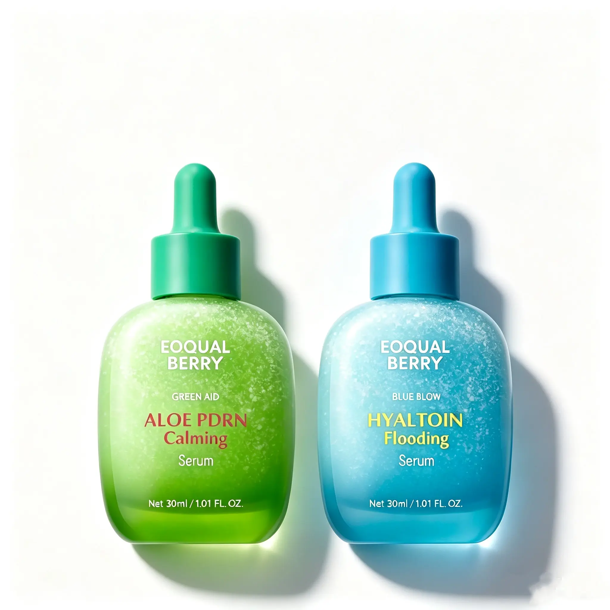 EQQUALBERRY Aloe PDRN Calming Serum & Hyaltoin Flooding Serum, Skin Barrier Repair, Soothe Redness,Deep Moisturizing Korean Skincare, 30ml