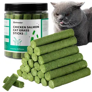 Cat Grass Teething Stick, Delicious Cat Treat Snack Edible Cat Chew Toy for Teeth Cleaning and Hairball Removal in Cats