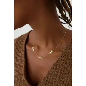 Personalized Multiple Family Name Necklace - 18K Gold-Plated Sterling Silver