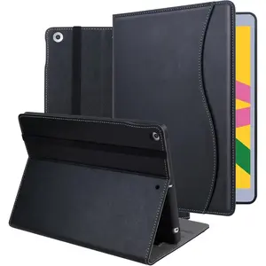 10.2 Case for iPad 9th Generation 2021 / 8th Gen 2020 / 7th Gen 2019, Multiple Angles Viewing Leather Folio Protective Cover with Pencil Holder and Pocket Auto Sleep/Wake -Black