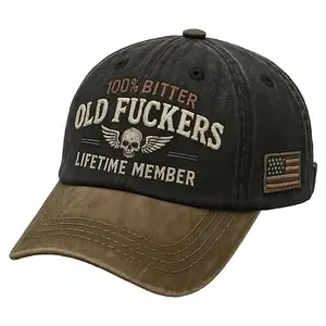 Old Fuckers Club Distressed Vintage Baseball Cap Embroidered 100% Bitter Lifetime Member Adjustable Distressed Hat