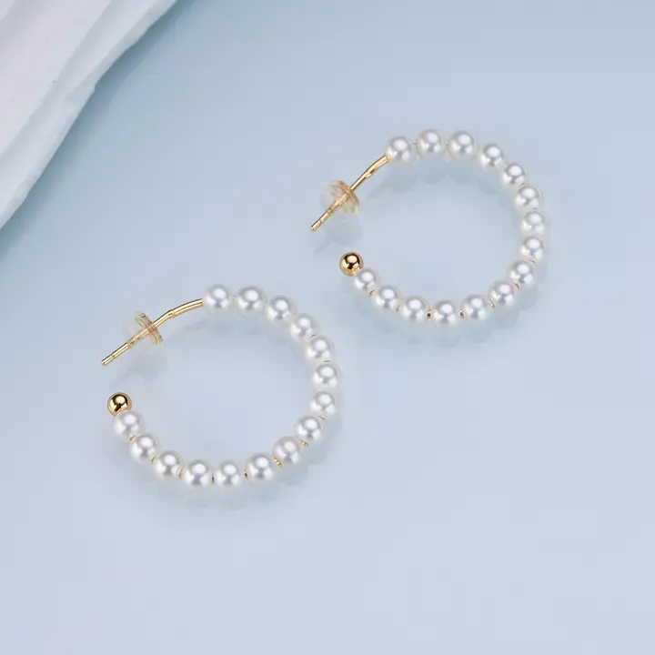 Minimalist Freshwater Pearl C-shaped Large Earrings, Suitable for Casual Wear, Model DSES029SH