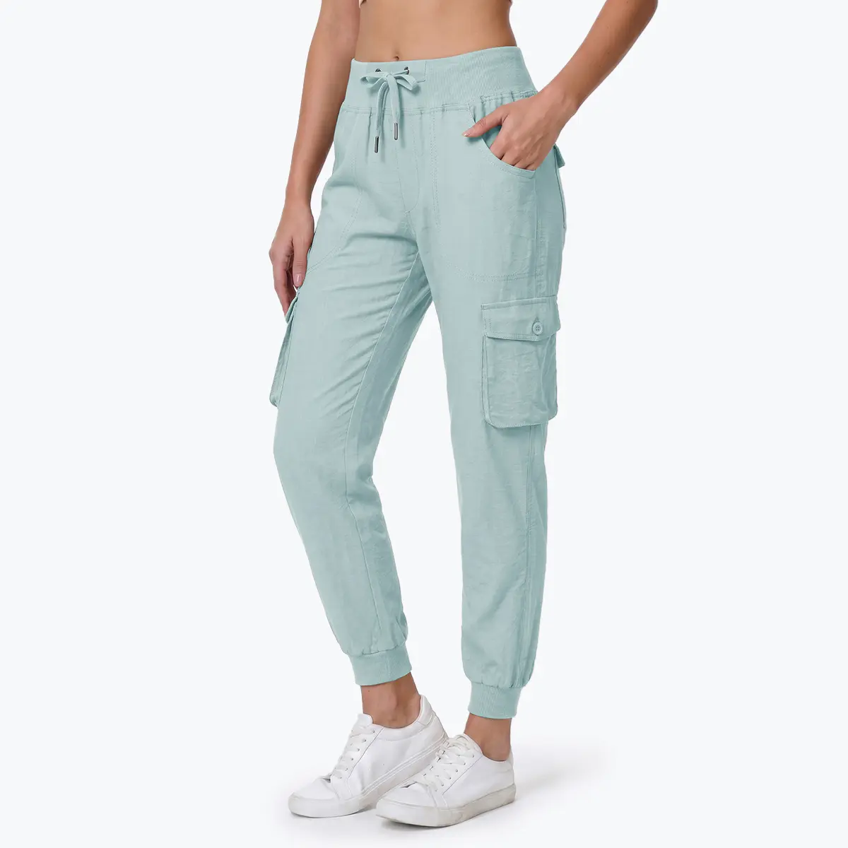 Gopune Women’s Camo Cargo Pants Lightweight Quick-Dry - Tapered Leg Elastic Drawstring High Waistband Breathable Workout Pants Hiking Outdoor sweatpants Joggers Bottom