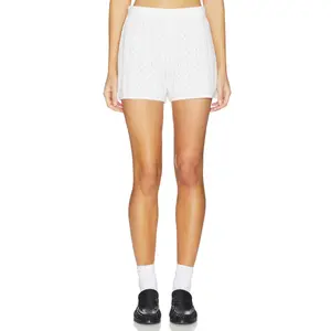 Soft Goat Pointelle Shorts in Feather White