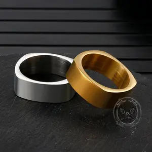 GTHIC Unisex Simple Minimalist Square Stainless Steel Stacking Ring Set, Non-Tarnish Daily Wear Fashion Costume Jewelry, Ideal Gift Jewelry